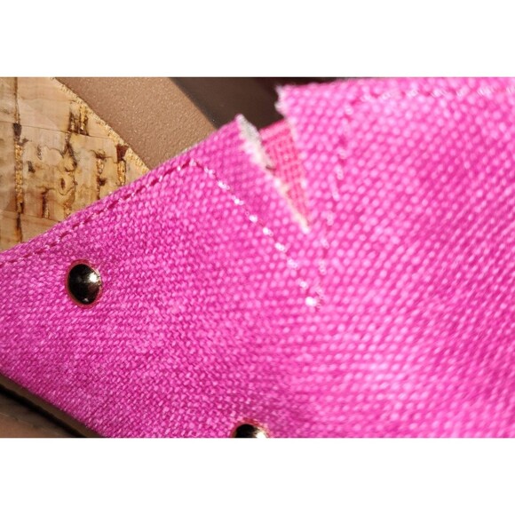 Women's Fuchsia Wedge Sandals With Cork Effect Platform - Picture 4 of 6